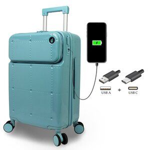 World Traveler Dejuno Avery Smart 20-Inch Carry-On Luggage with USB & USB-C Port